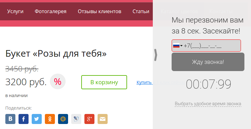 Заказ обратного звонка с сайта через CallbackHunter