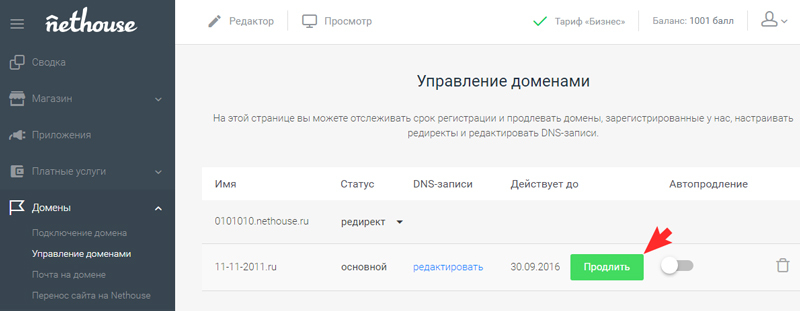 Как продлить срок регистрации домена