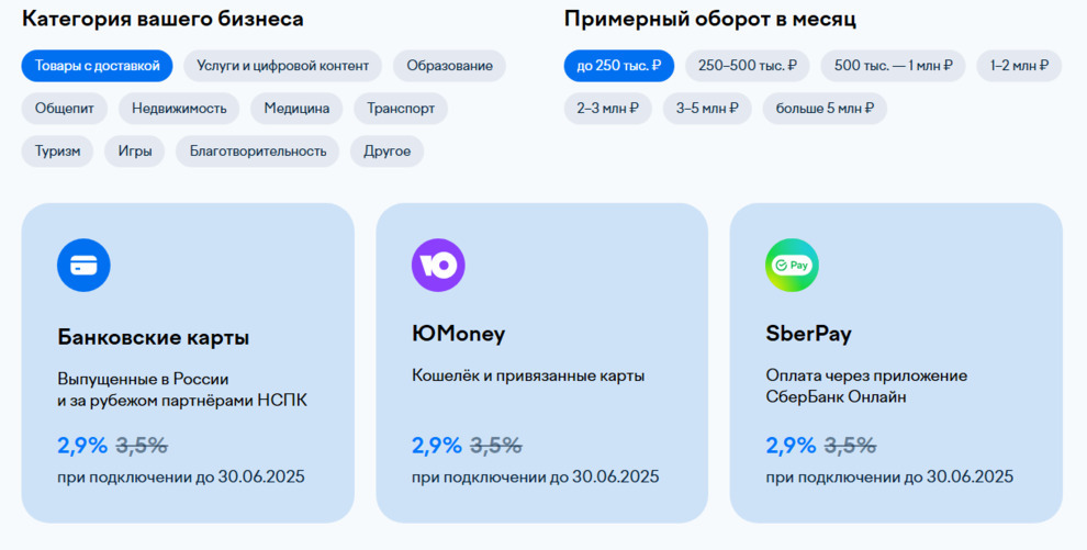 Комиссия с учетом платежного метода и оборота: как формируется