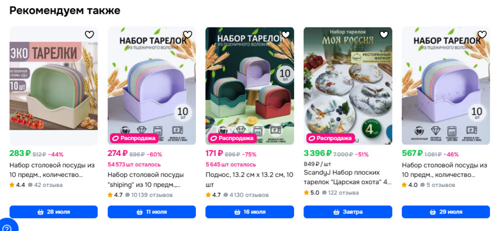 Рекомендации в карточках