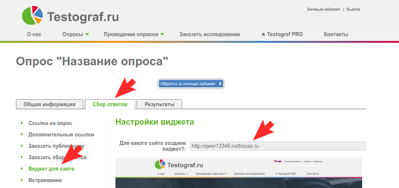 Код виджета сервиса Testograf.ru